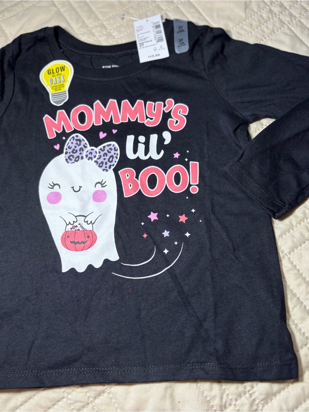 Children's Place 3T Black Long Sleeve "Mommy's lil' BOO!" Ghost Tee